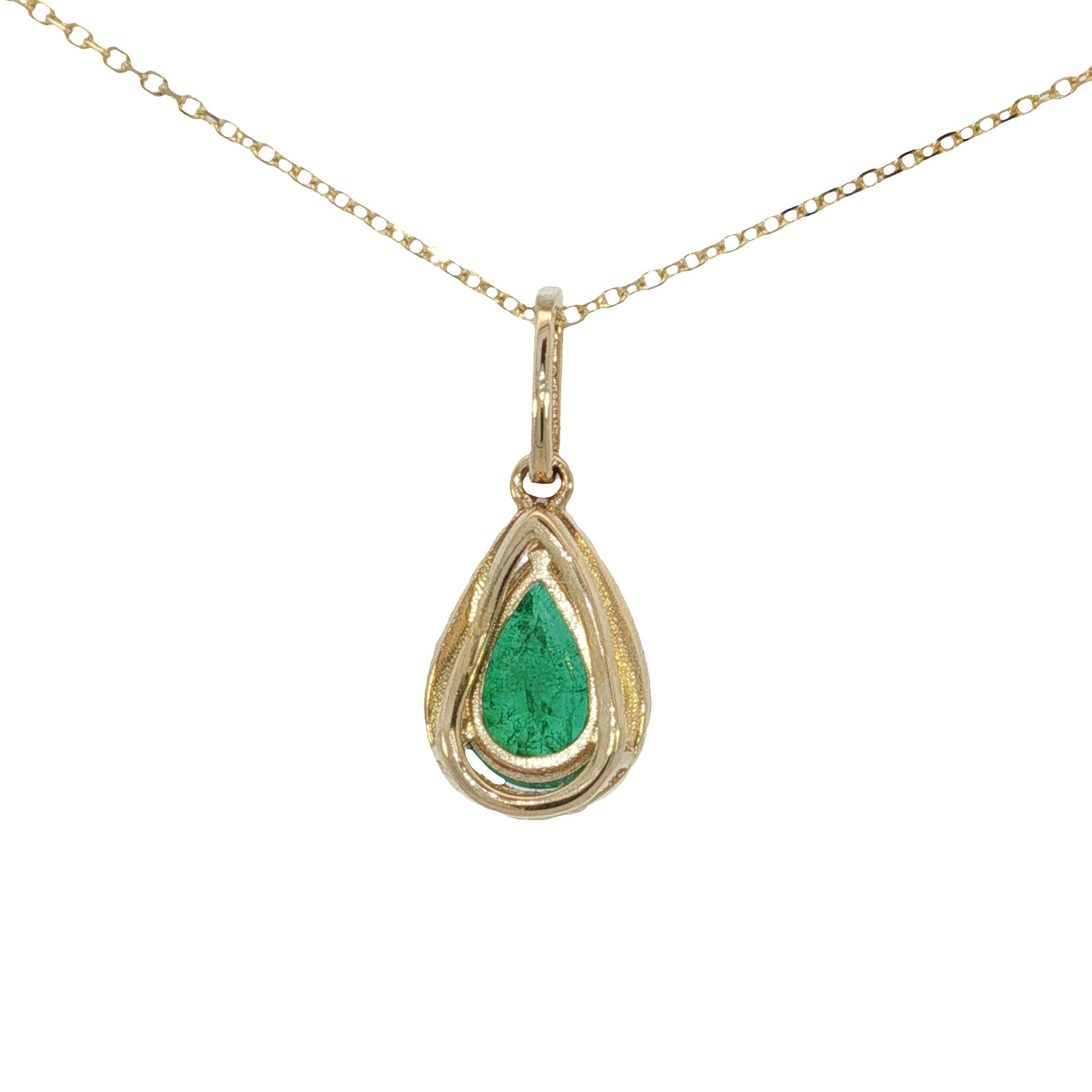 PeJay Creations PeJay 14 Karat Yellow Gold Emerald and Diamond Pendant