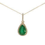 PeJay Creations PeJay 14 Karat Yellow Gold Emerald and Diamond Pendant