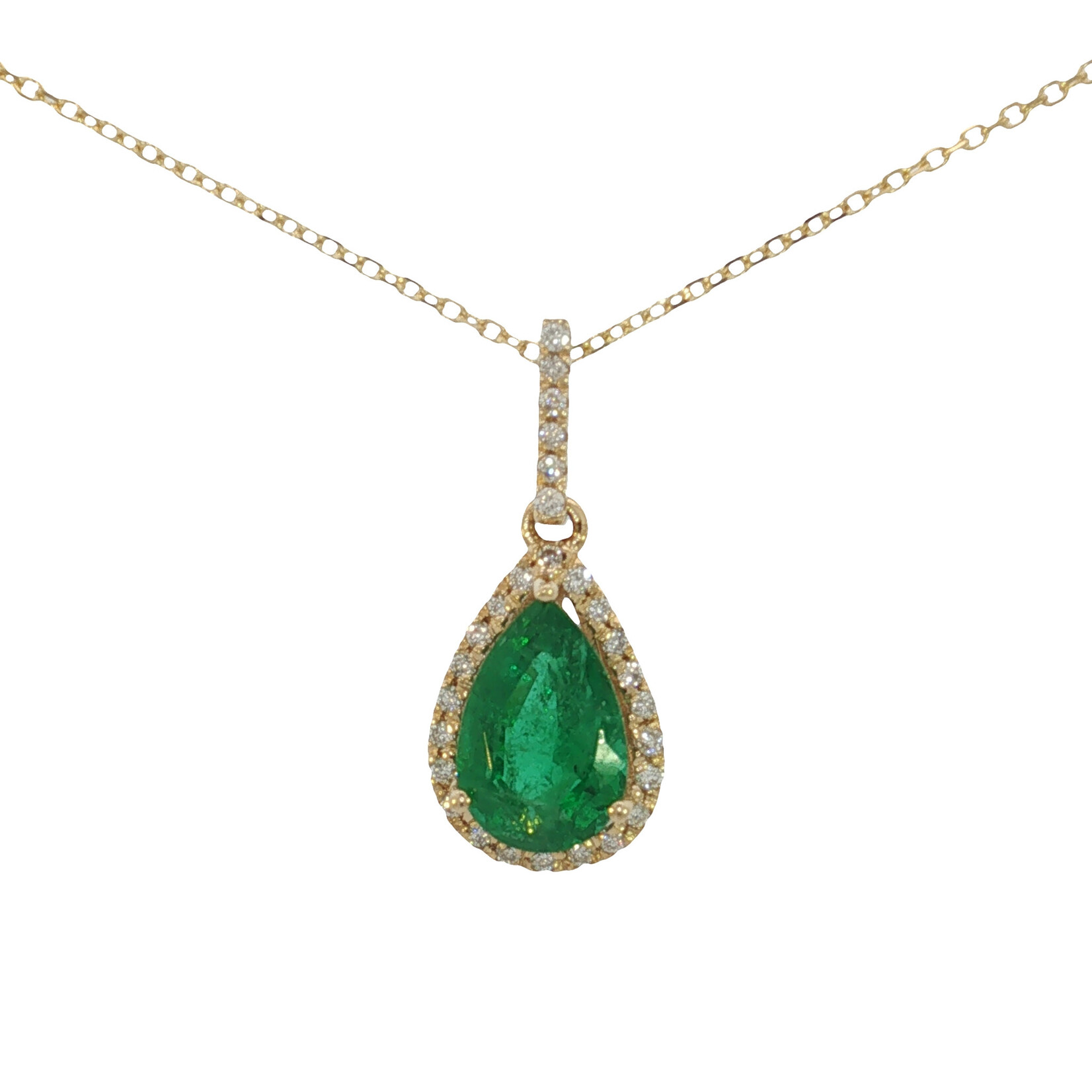 PeJay Creations PeJay 14 Karat Yellow Gold Emerald and Diamond Pendant