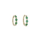 Prima NY 14 Karat Yellow Gold Emerald and Diamond Hoops