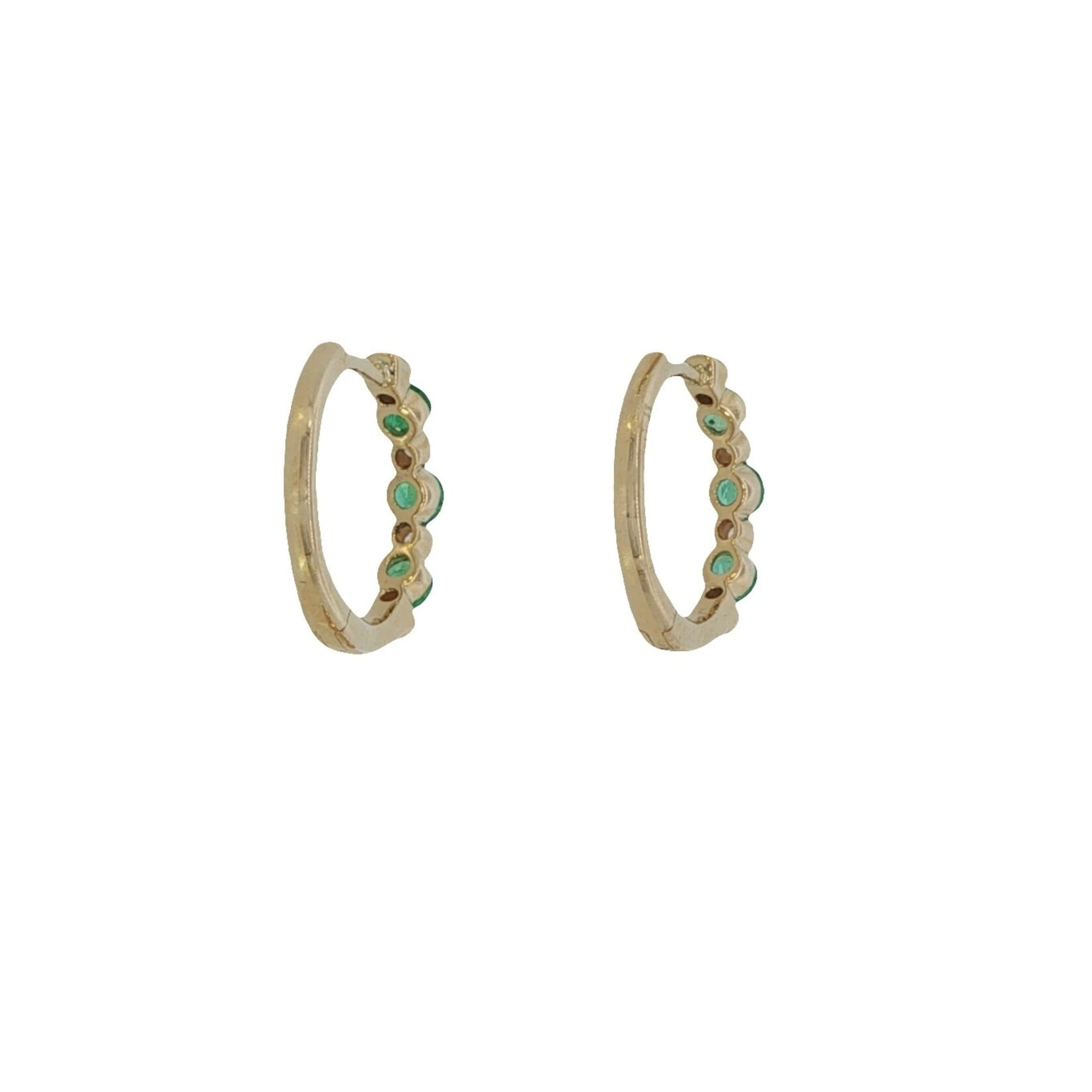Prima NY 14 Karat Yellow Gold Emerald and Diamond Hoops