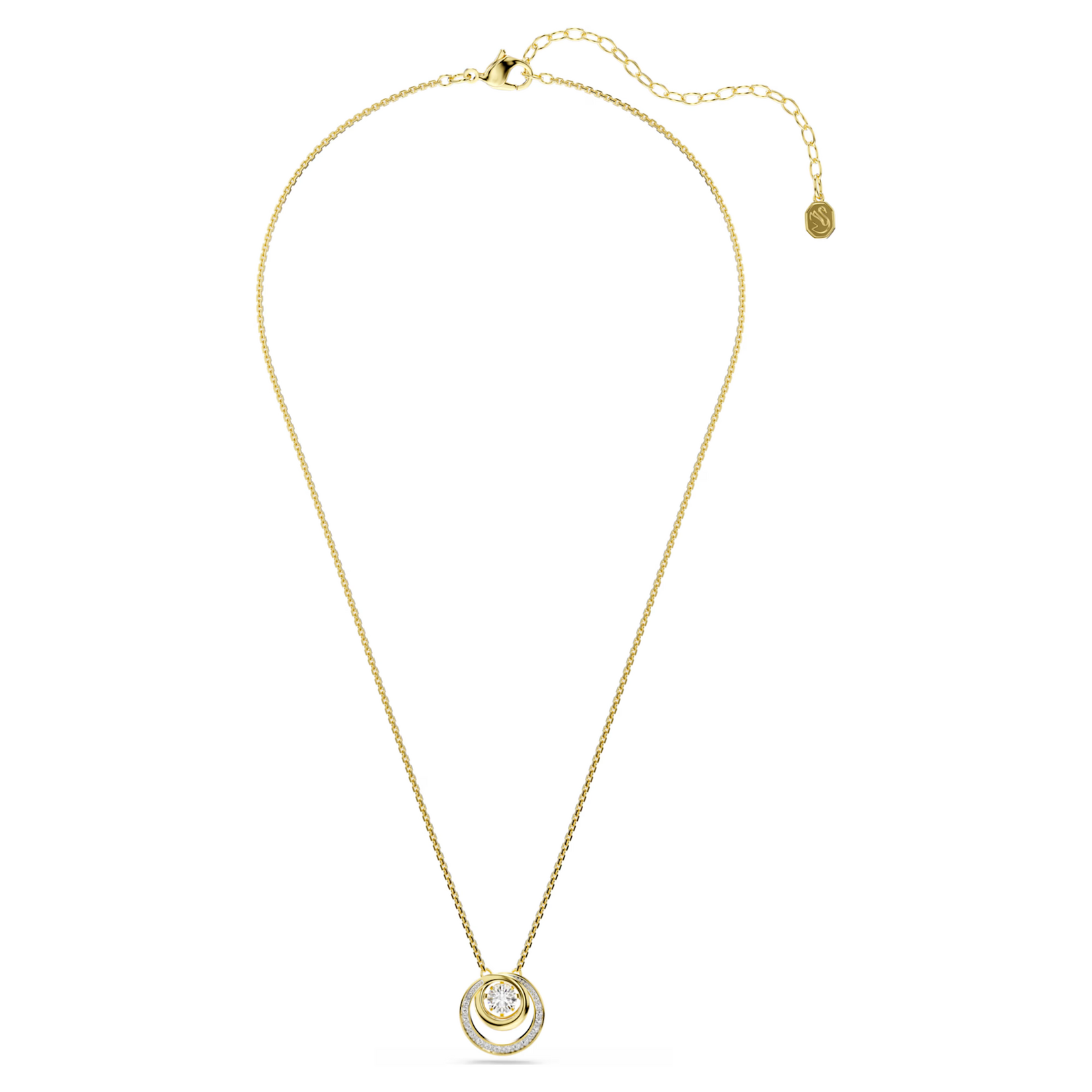 Swarovski Hyperbola pendant, Round cut, White, Gold-tone plated