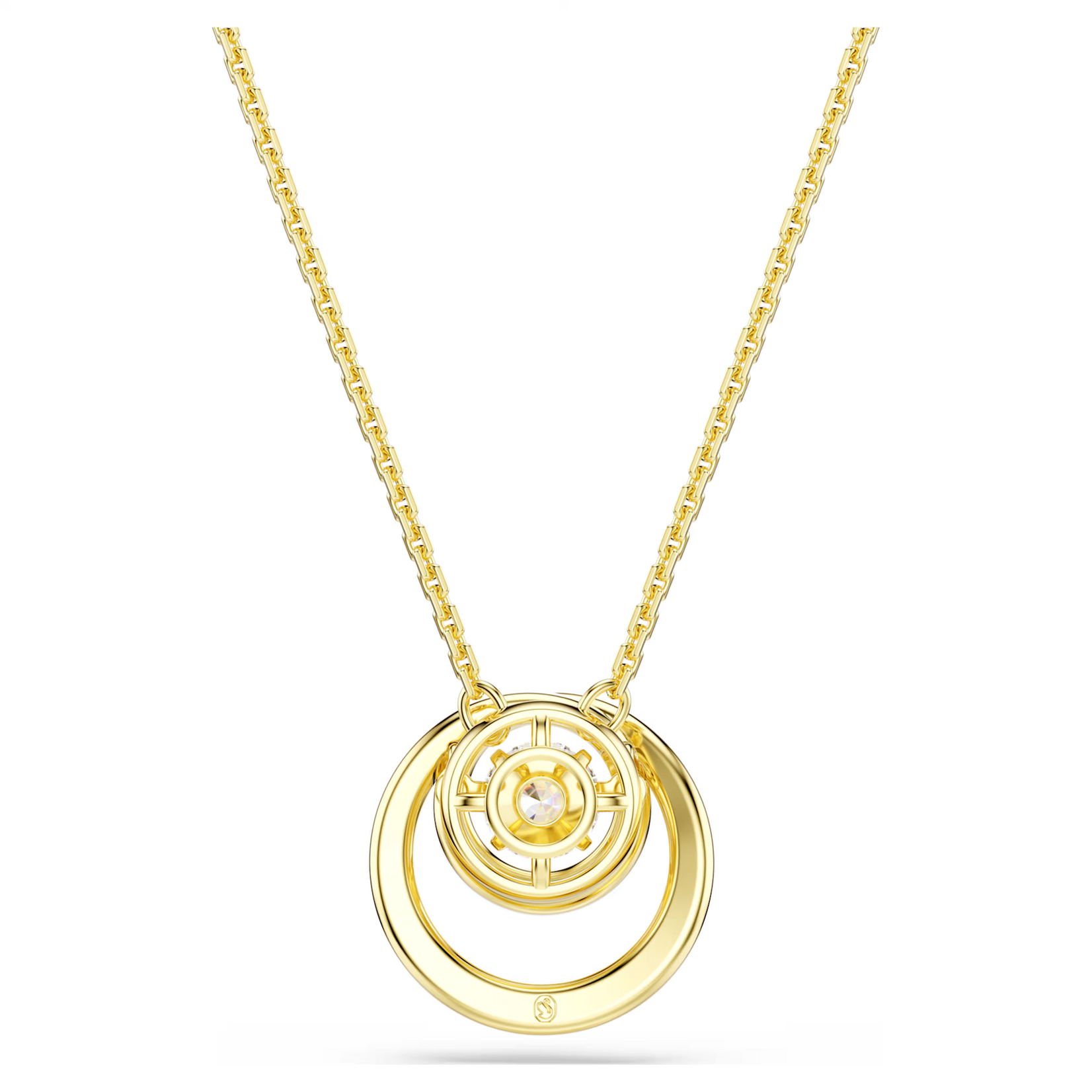 Swarovski Hyperbola pendant, Round cut, White, Gold-tone plated