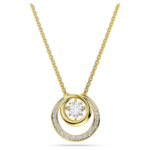 Swarovski Hyperbola pendant, Round cut, White, Gold-tone plated