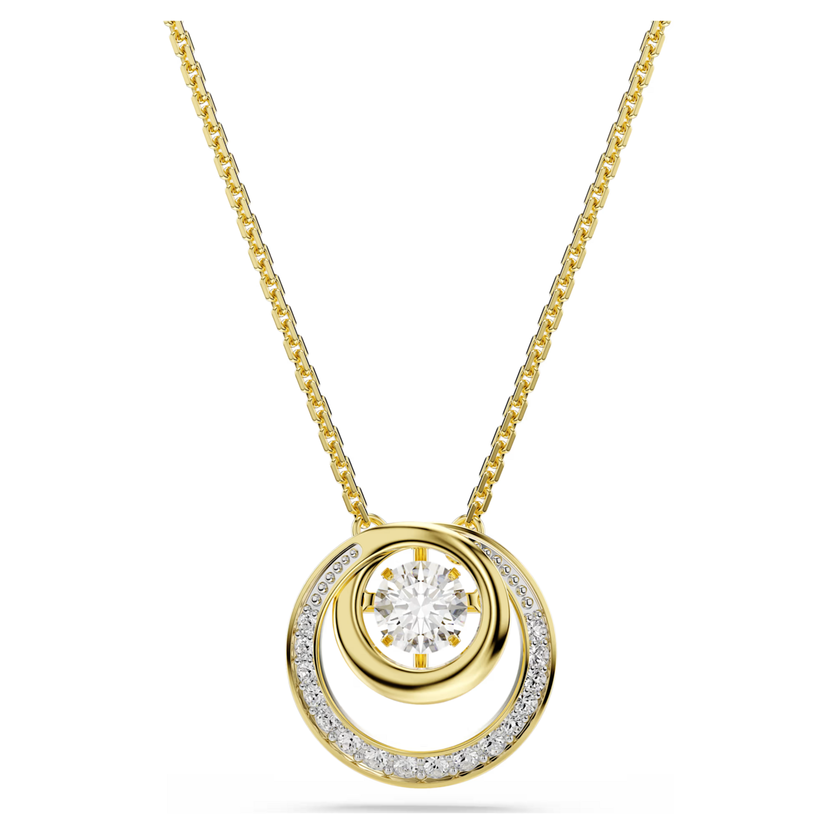 Swarovski Hyperbola pendant, Round cut, White, Gold-tone plated