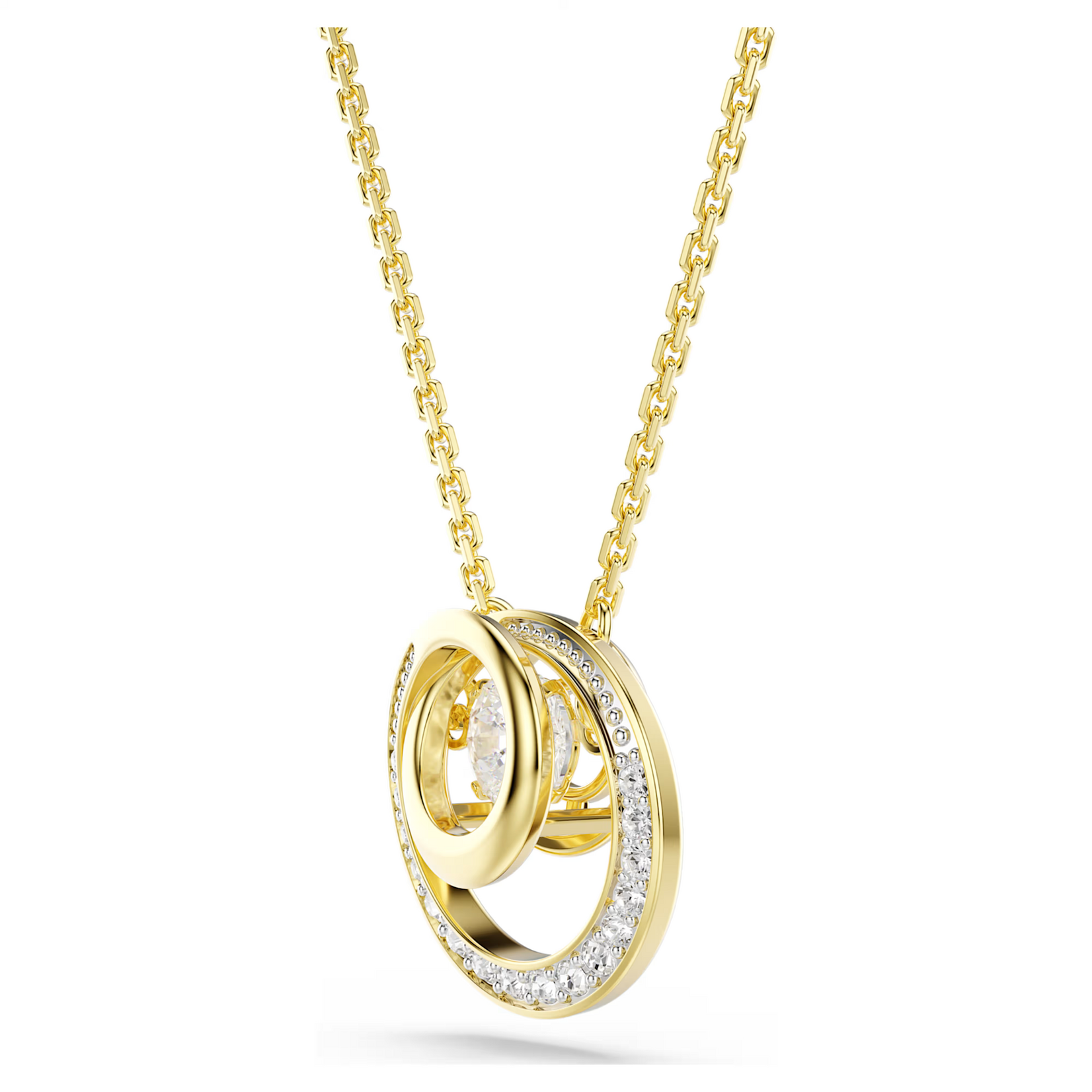 Swarovski Hyperbola pendant, Round cut, White, Gold-tone plated