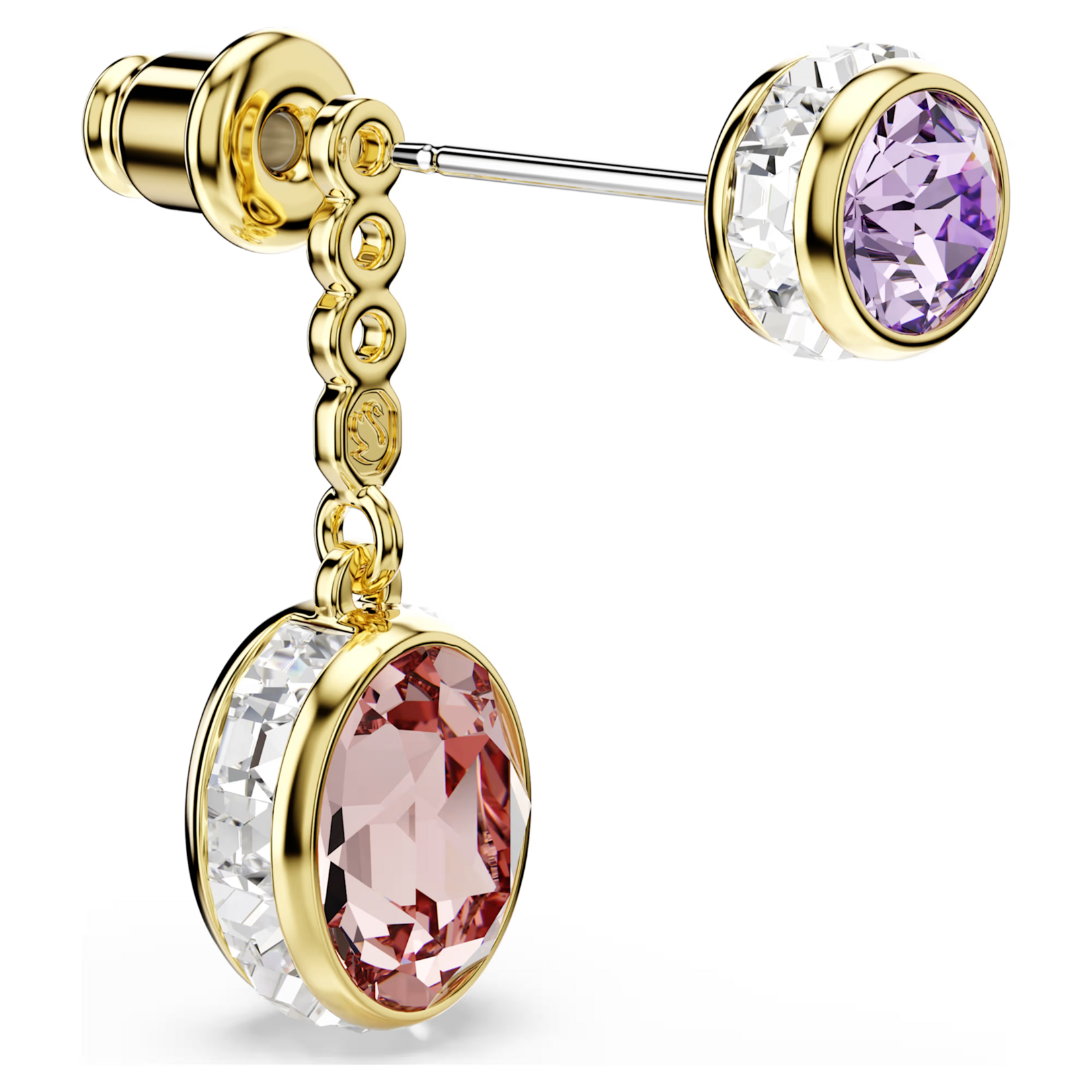 Swarovski Chroma drop earrings, Mixed cuts, Multicolored, Gold-tone plated