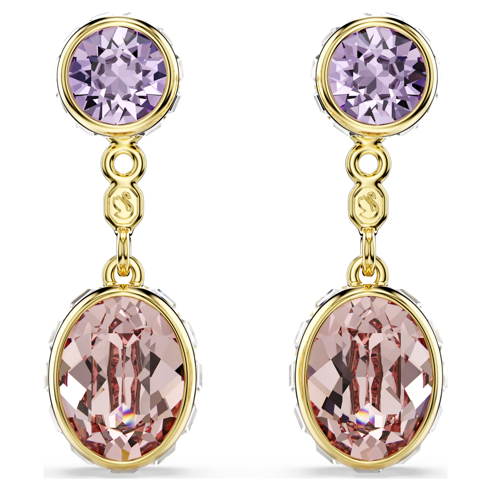Swarovski Chroma drop earrings, Mixed cuts, Multicolored, Gold-tone plated