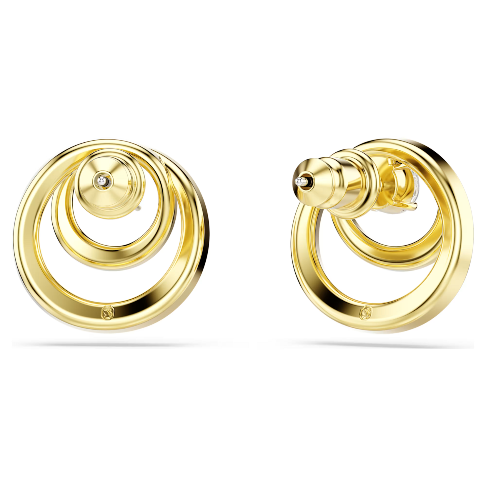 Swarovski Hyperbola stud earrings Round cut, White, Gold-tone plated