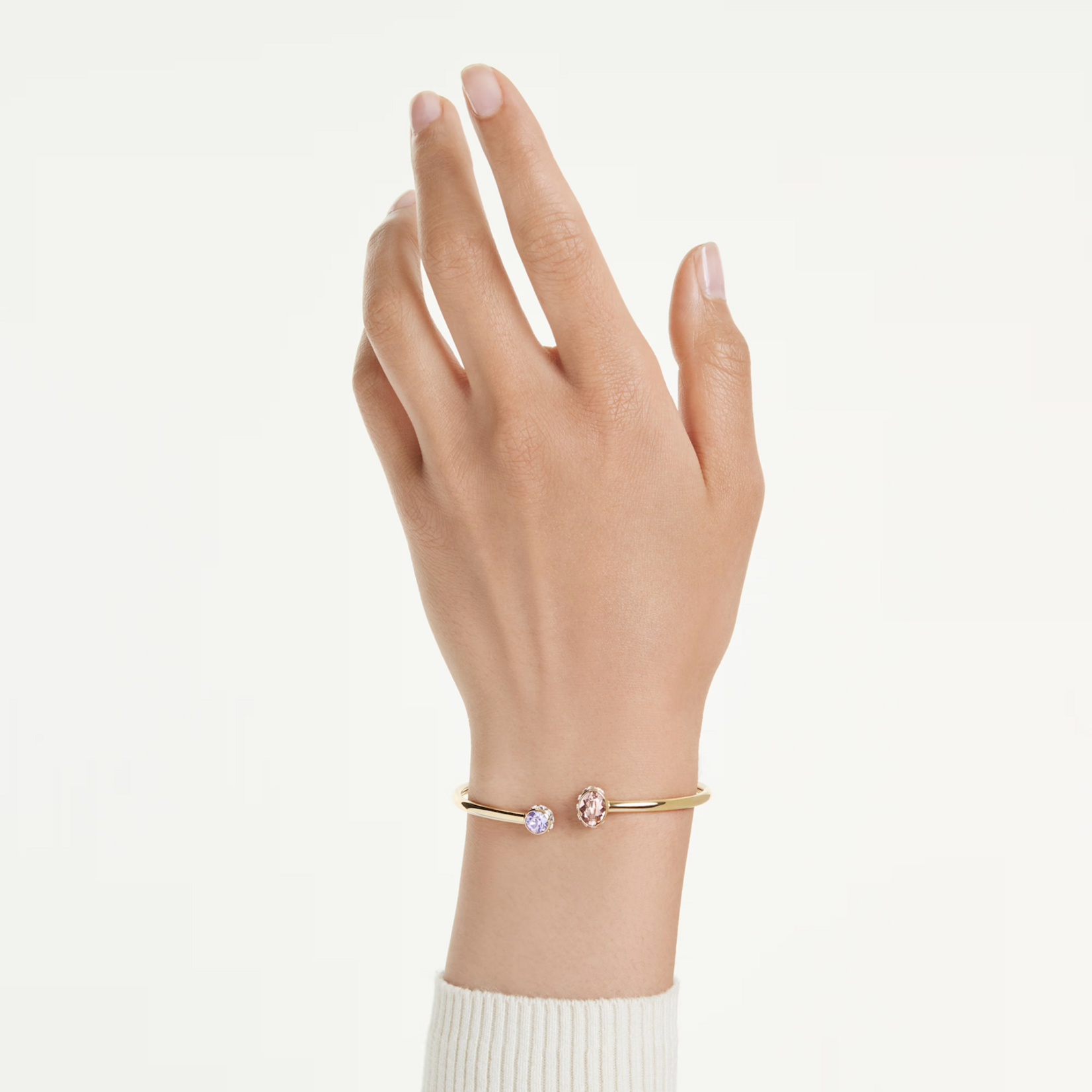 Swarovski Chroma bangle Mixed cuts, Multicolored, Gold-tone plated