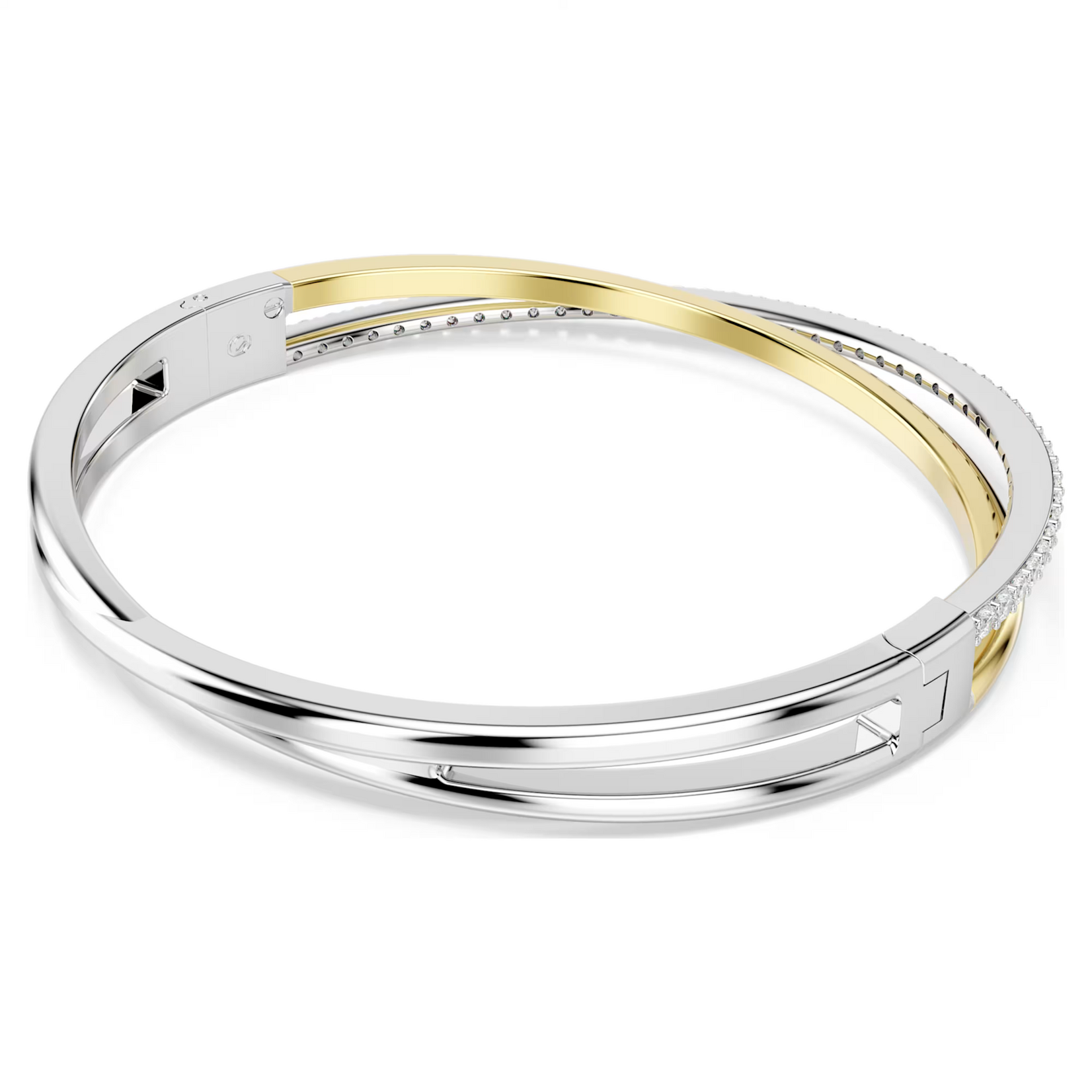Swarovski Hyperbola bangle Round cut, White, Mixed metal finish