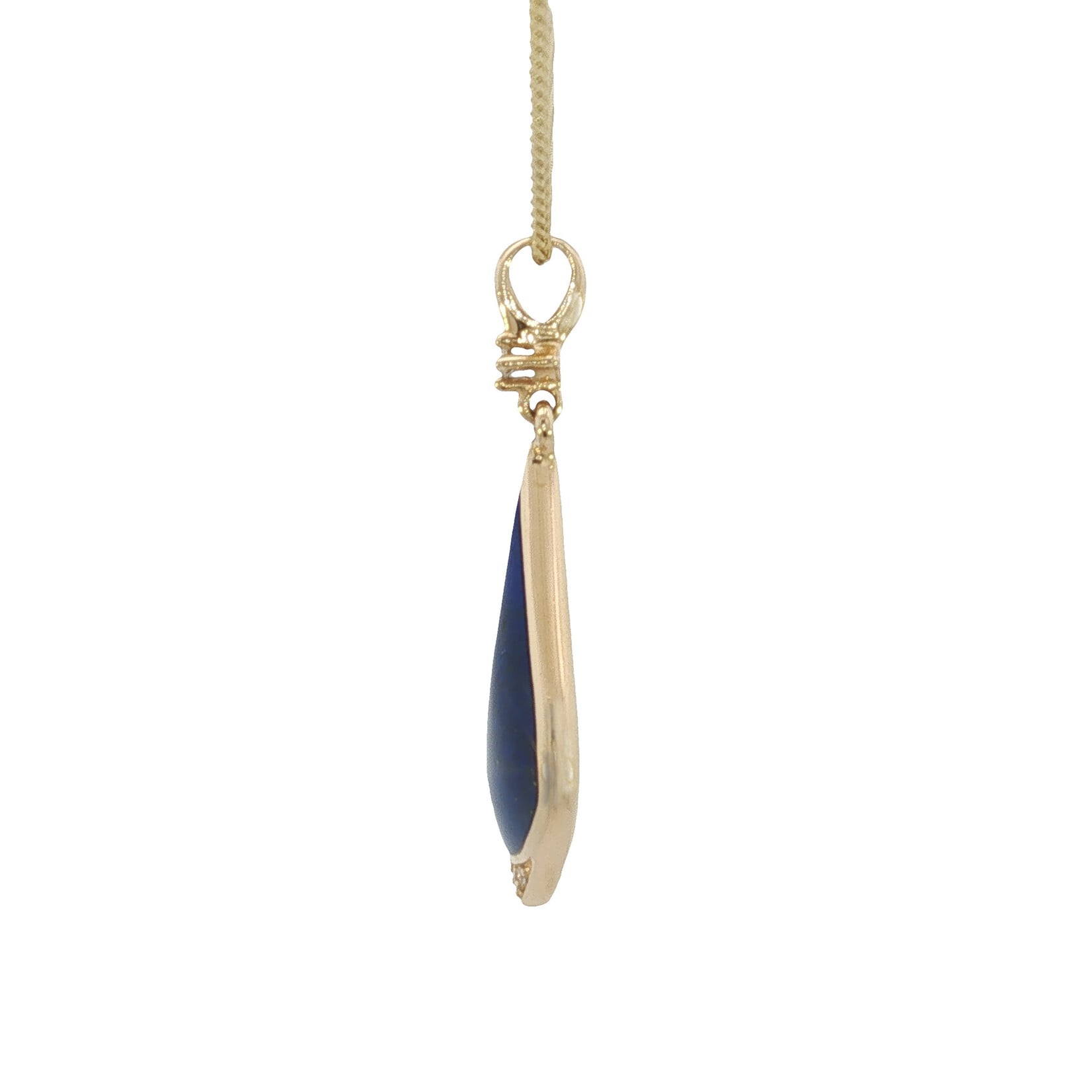 Kabana 14 Karat Yellow Gold Lapis Teardrop & Diamond Necklace