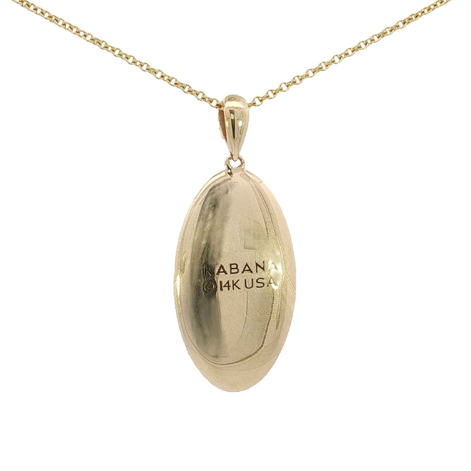 Kabana 14 Karat Yellow Gold Flower Oval Pendant