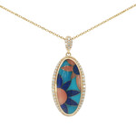Kabana 14 Karat Yellow Gold Flower Oval Pendant