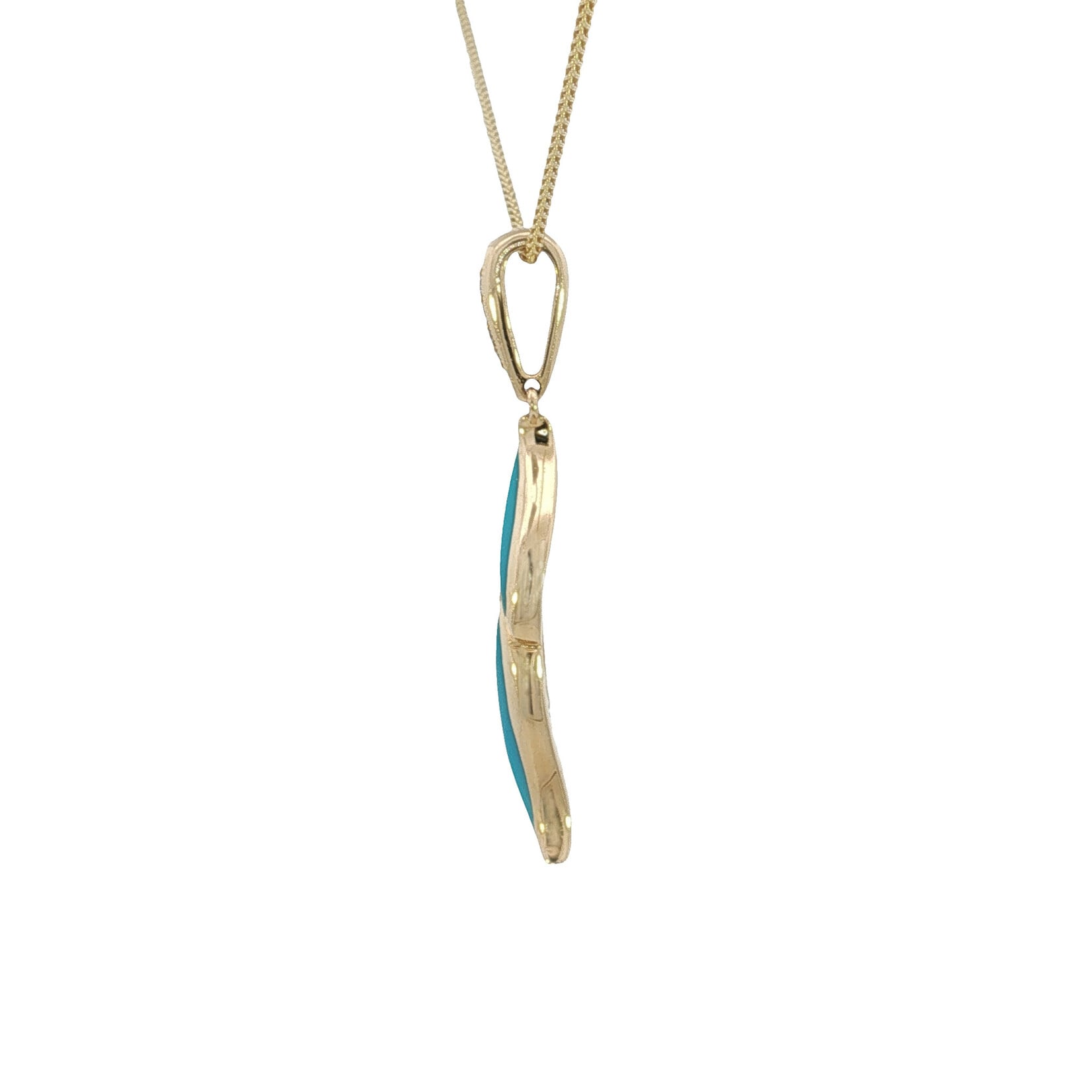Kabana 14 Karat Yellow Gold Turquoise and Diamond Pendant with Chain