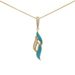 Kabana 14 Karat Yellow Gold Turquoise and Diamond Pendant with Chain