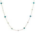 Kabana 14 Karat Yellow Gold Turquoise and Diamond Station Necklace