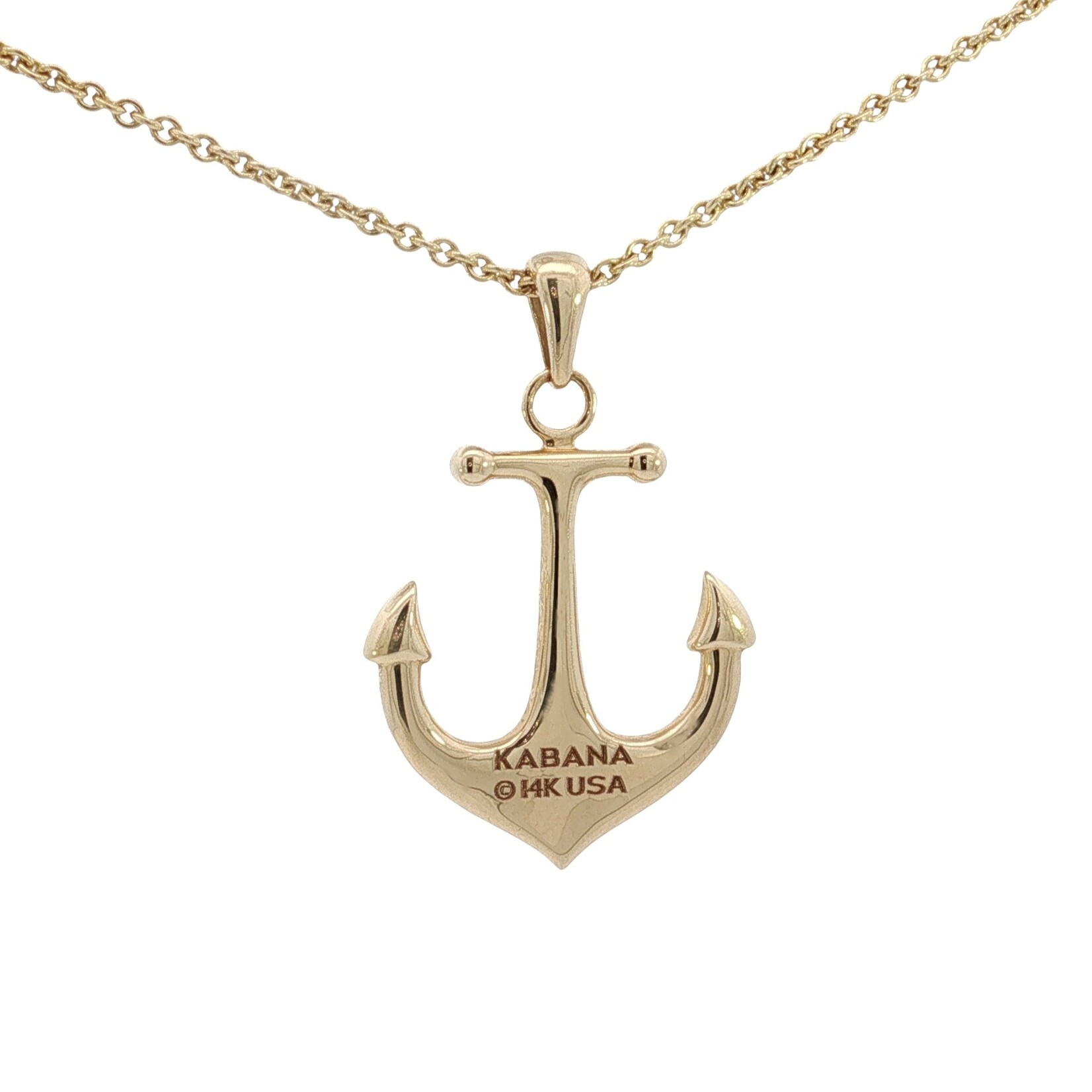 Kabana 14 Karat Yellow Gold Turquoise and Diamond Anchor Pendant