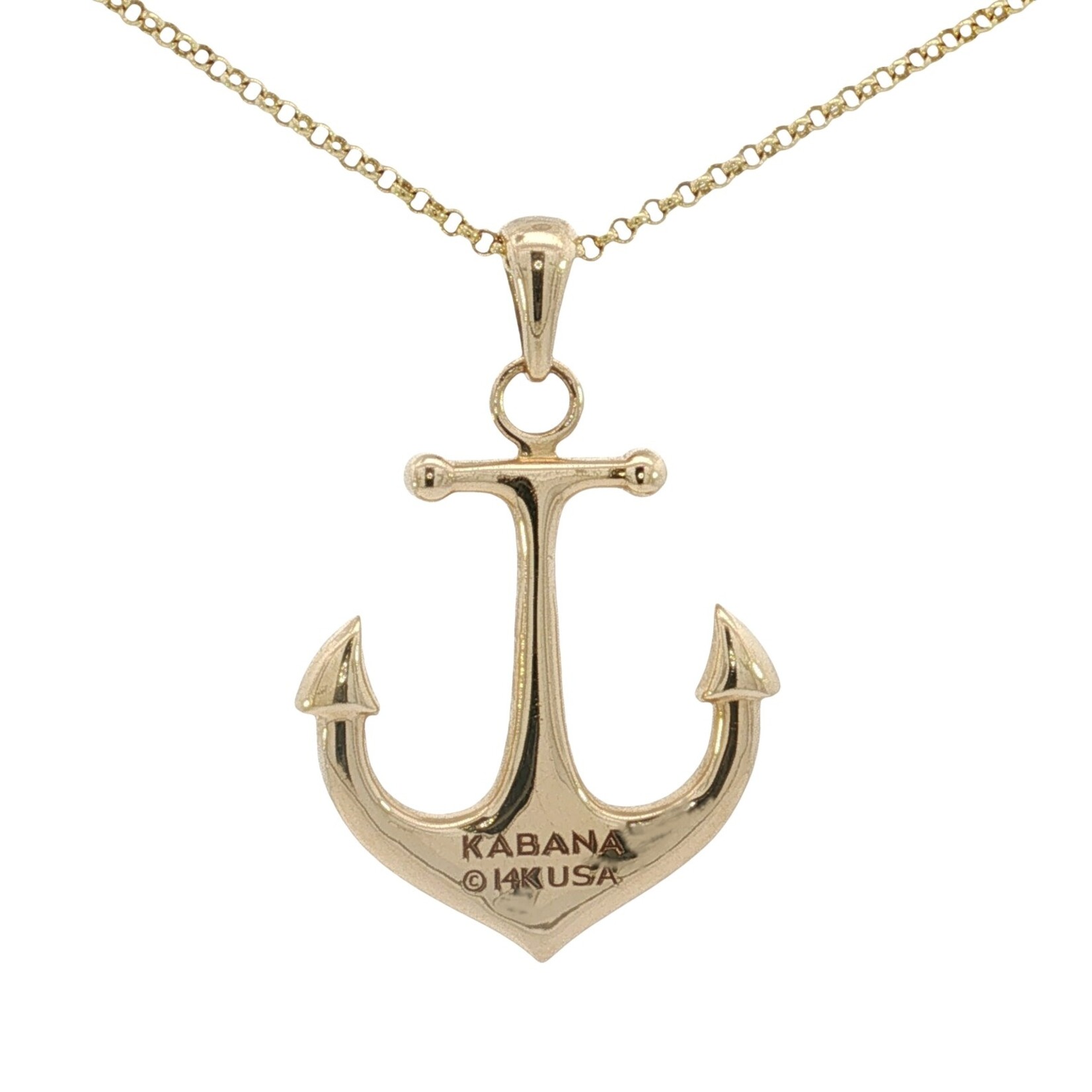 Kabana 14 Karat Yellow Gold Onyx and Diamond Anchor Pendant