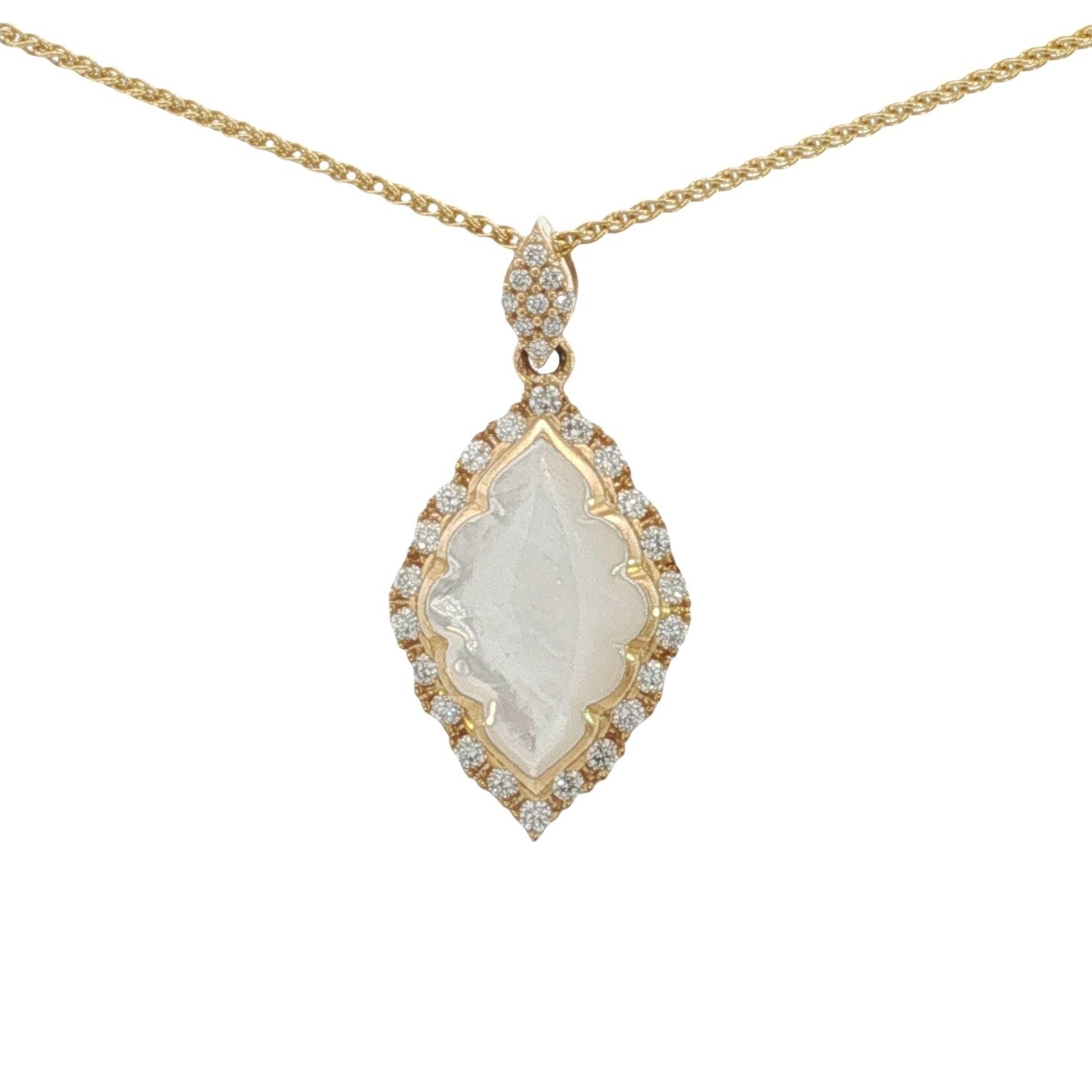 Kabana Kabana 14 Karat Yellow Gold Mother of Pearl and Diamond Necklace