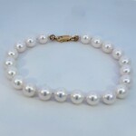 7-7.5 mm Cultured Pearl Bracelet with 14 Karat Yellow Gold Clasp