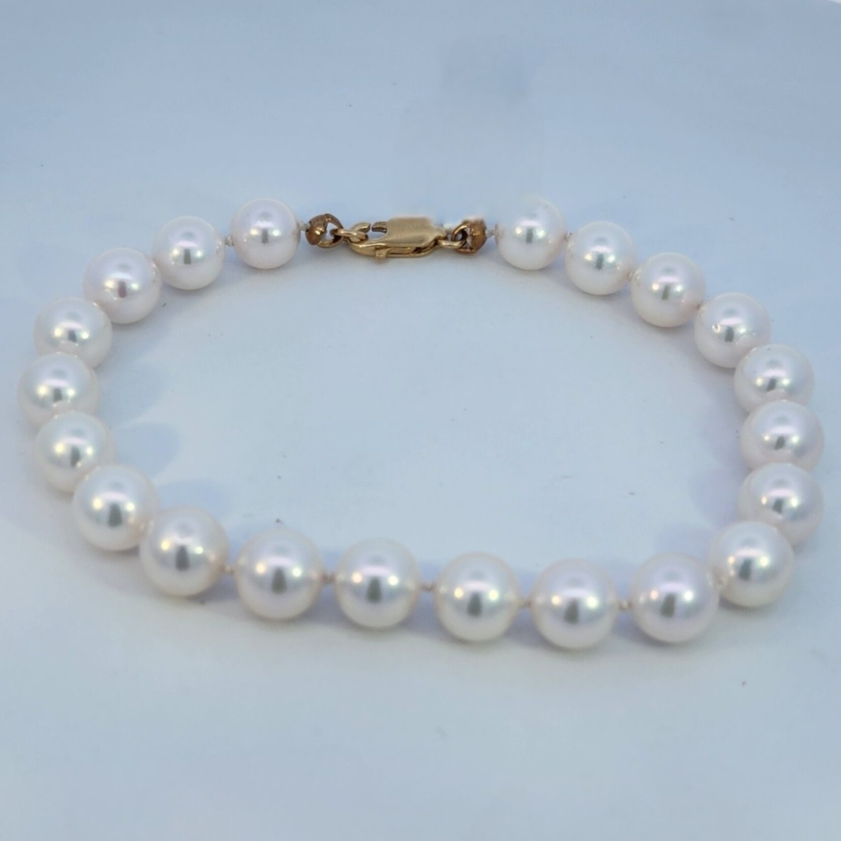 7-7.5 mm Cultured Pearl Bracelet with 14 Karat Yellow Gold Clasp