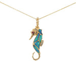 Kabana Kabana 14K Yellow Opal, Diamond and Ruby Seahorse Pendant