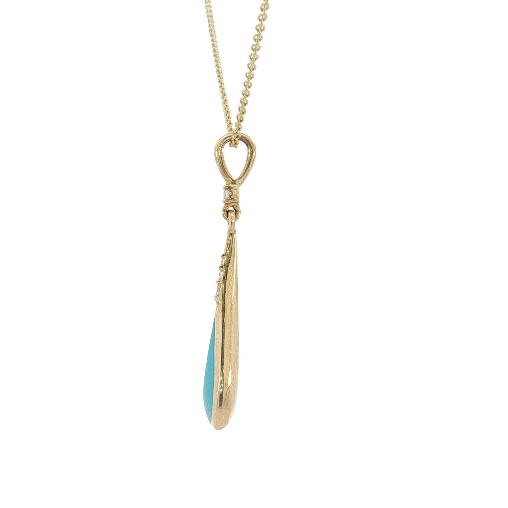 Kabana Kabana 14 Karat Yellow Gold Turquoise and Diamond Drop Necklace