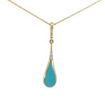 Kabana 14 Karat Yellow Gold Turquoise and Diamond Drop Necklace