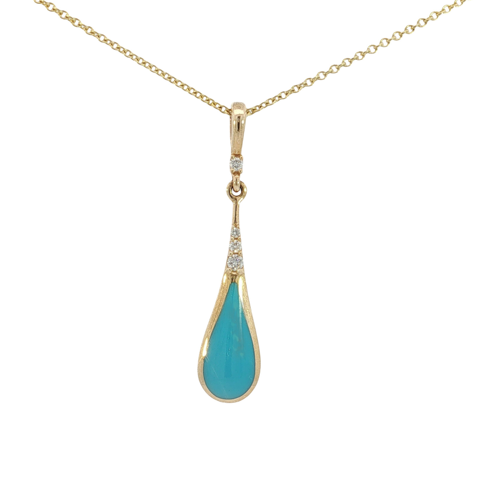 Kabana Kabana 14 Karat Yellow Gold Turquoise and Diamond Drop Necklace