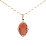 Kabana 14 Karat Yellow Gold Oval Spiny Oyster and Diamond Necklace