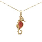 Kabana 14 Karat Yellow Gold Spiny Oyster Seahorse Necklace