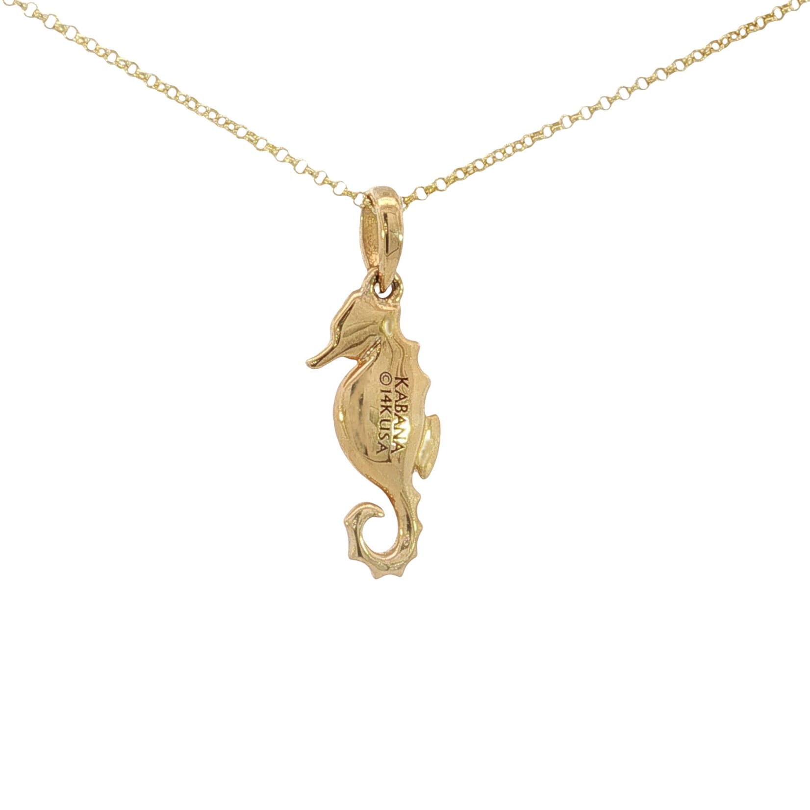 Kabana Kabana 14 Karat Yellow Gold Spiny Oyster Seahorse Necklace