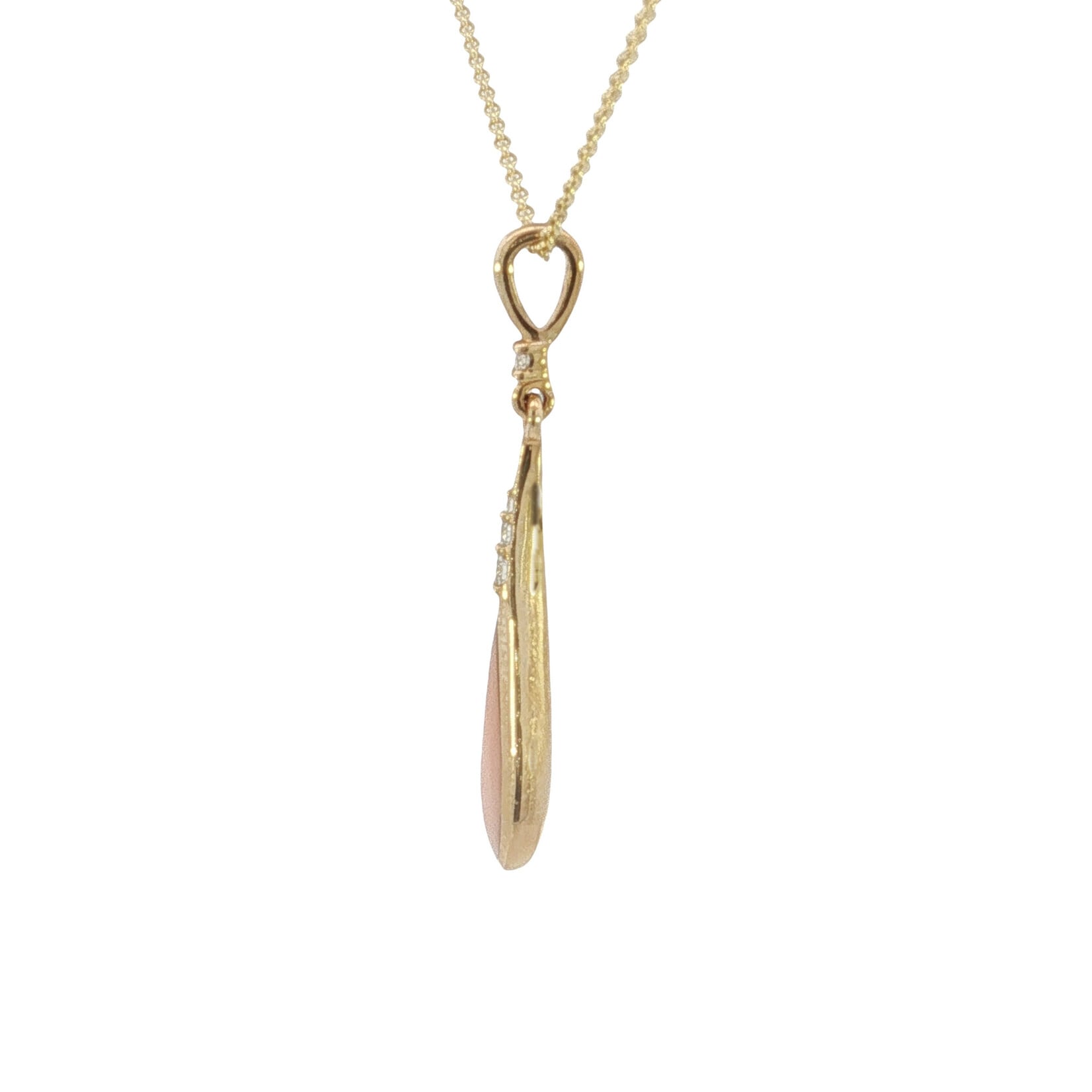 Kabana Kabana 14 Karat Yellow Gold Pink Coral and Diamond Necklace
