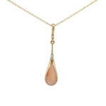 Kabana 14 Karat Yellow Gold Pink Coral and Diamond Necklace