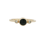Kabana 14 Karat Yellow Gold Round Onyx and Diamond Ring