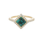 Kabana 14 Karat Yellow Gold Chinese Turquoise and Diamond Ring
