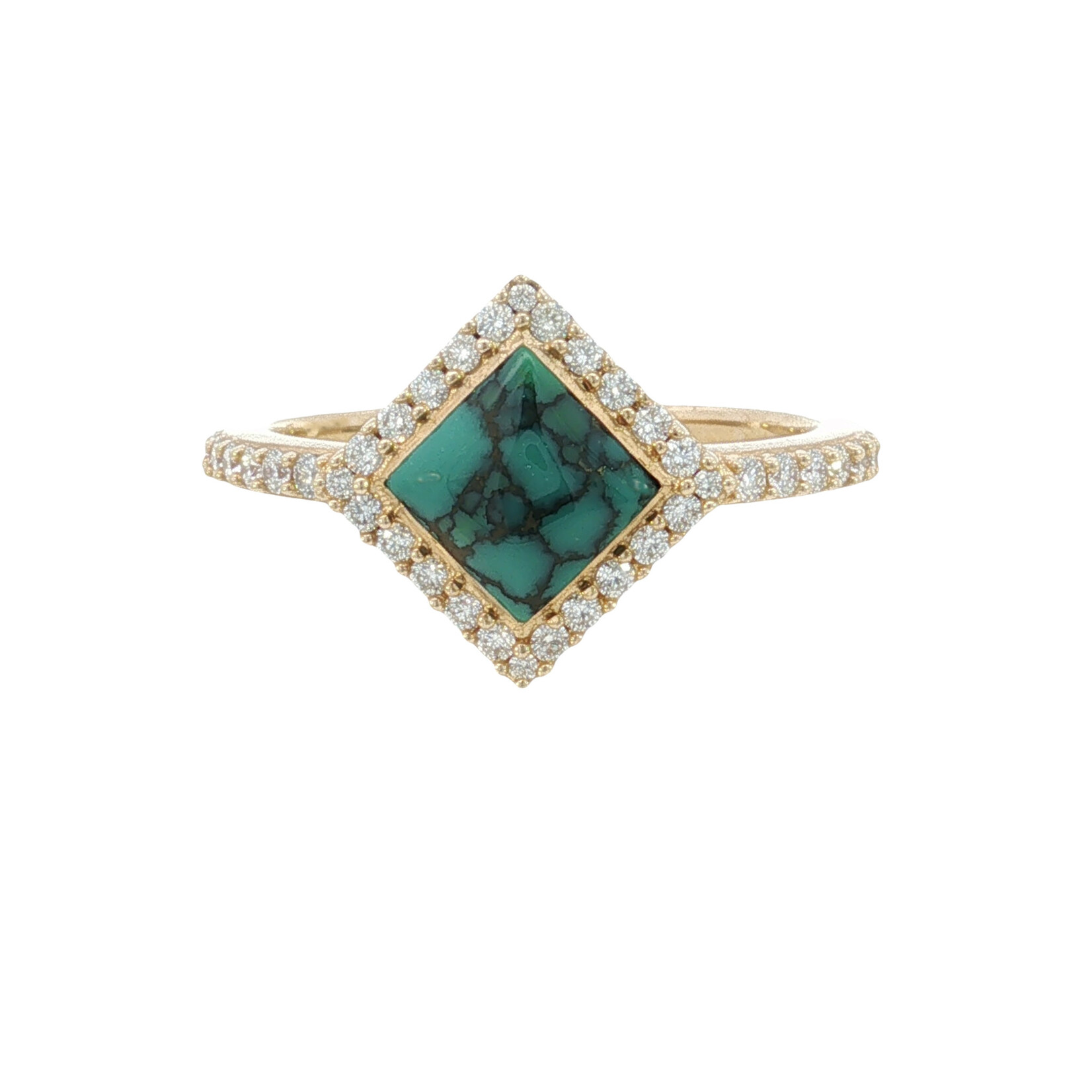 Kabana Kabana 14 Karat Yellow Gold Chinese Turquoise and Diamond Ring