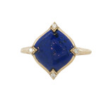 Kabana 14 Karat Yellow Gold Lapis and Diamond Ring