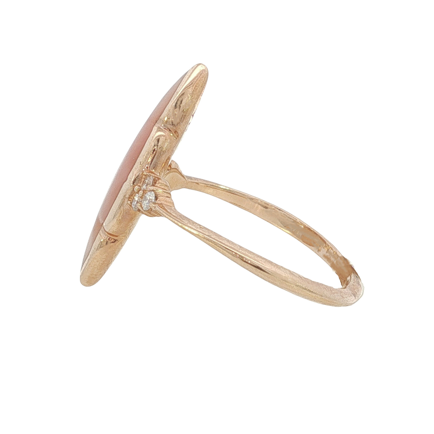 Kabana Kabana 14 Karat Rose Gold Pink Mother of Pearl and Diamond Ring