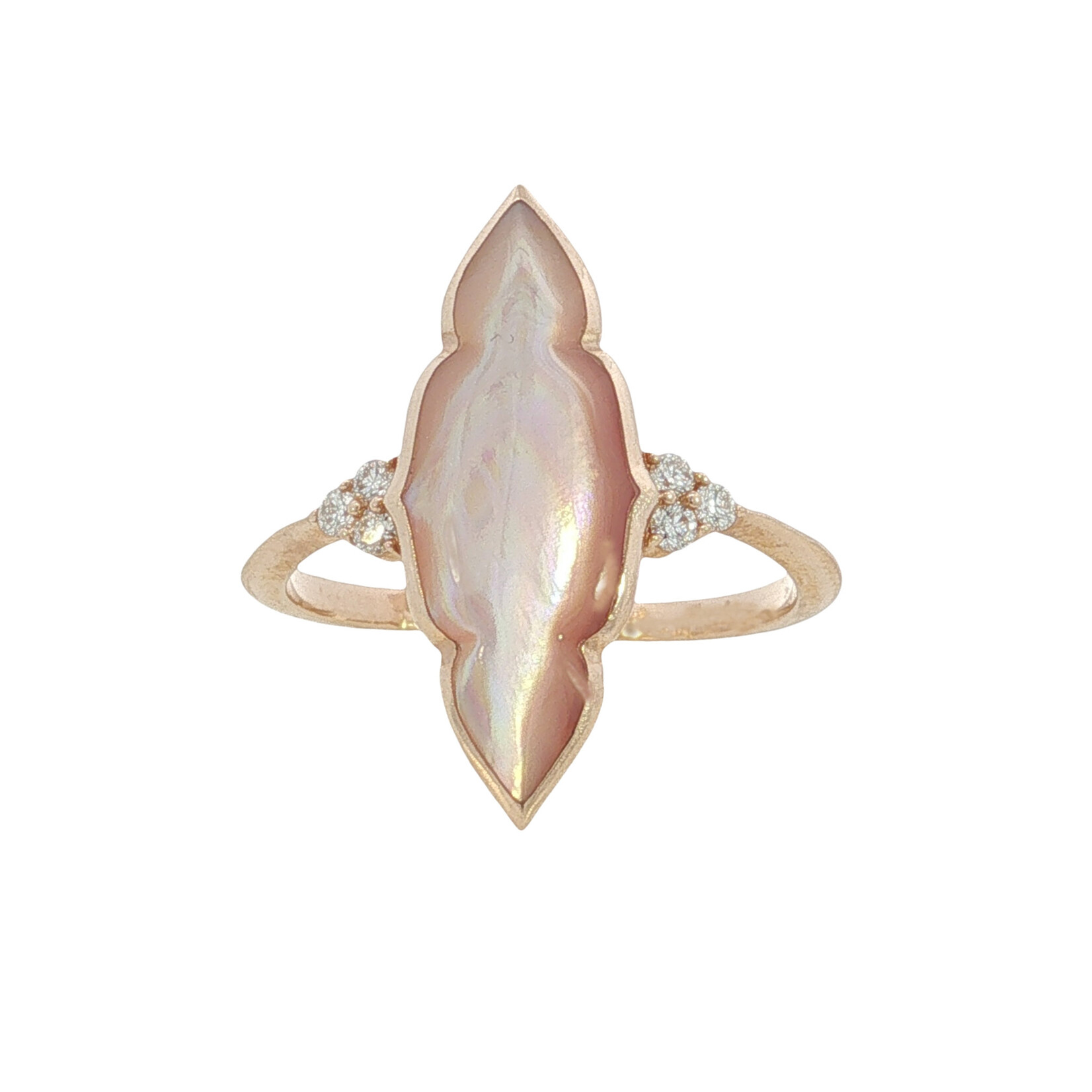 Kabana Kabana 14 Karat Rose Gold Pink Mother of Pearl and Diamond Ring