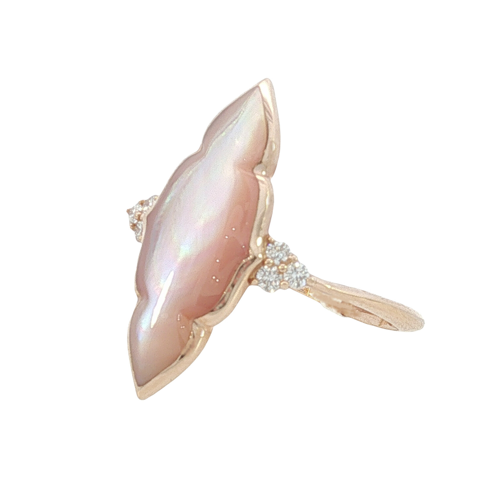 Kabana Kabana 14 Karat Rose Gold Pink Mother of Pearl and Diamond Ring