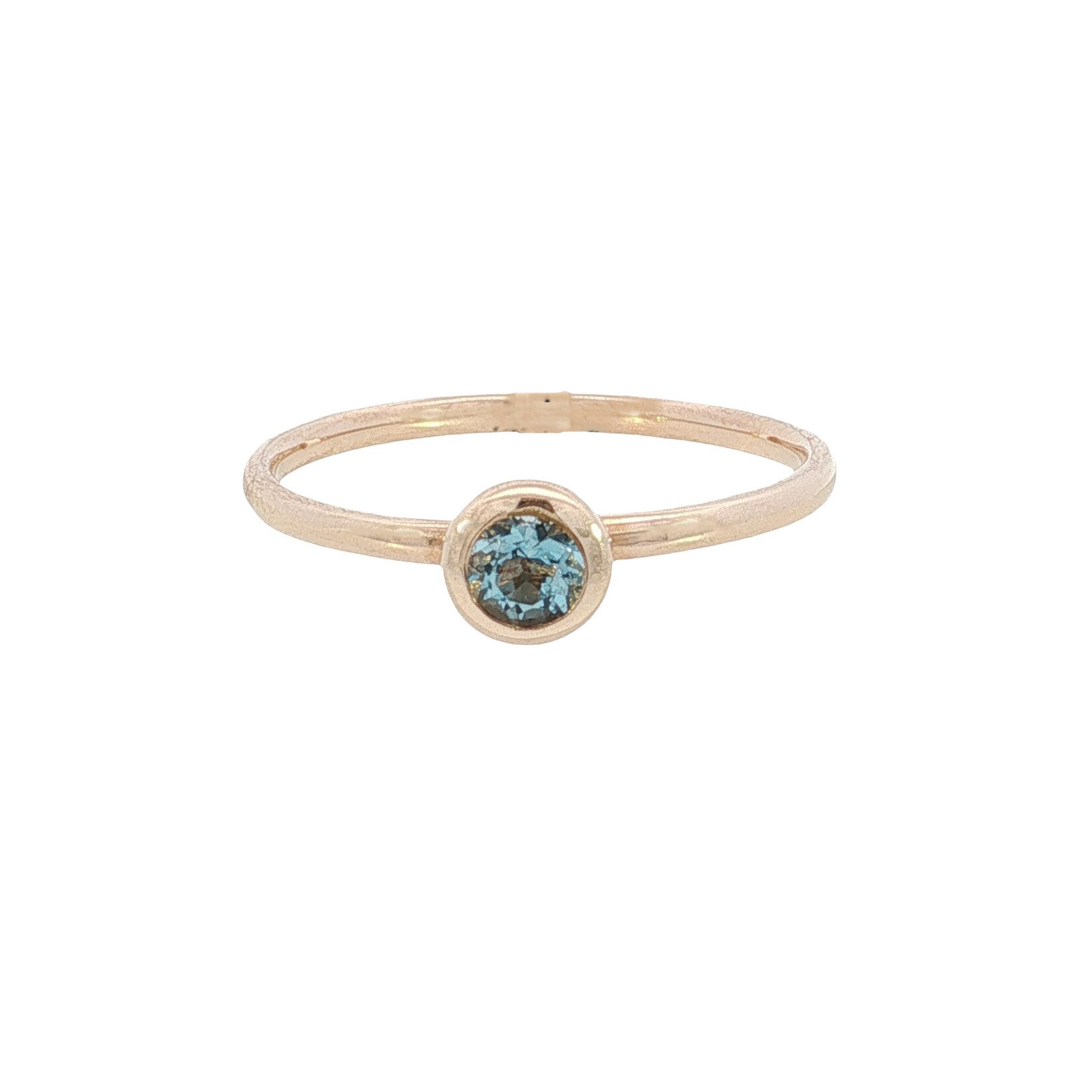Kabana Kabana 14 Karat Rose Gold Aquamarine Bezel Ring