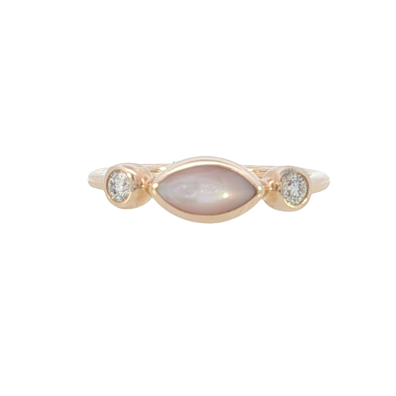 Kabana Kabana 14 Karat Rose Gold Pink Mother of Pearl and Diamond Ring