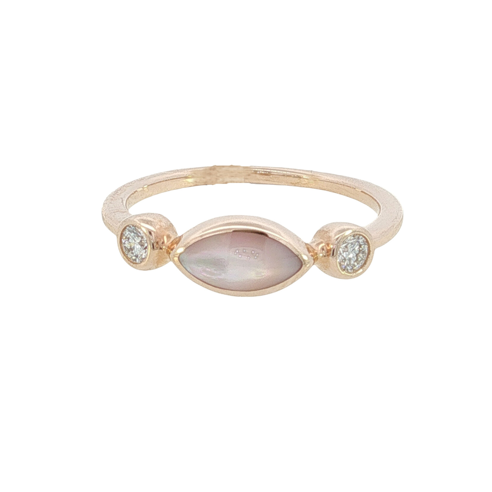 Kabana Kabana 14 Karat Rose Gold Pink Mother of Pearl and Diamond Ring