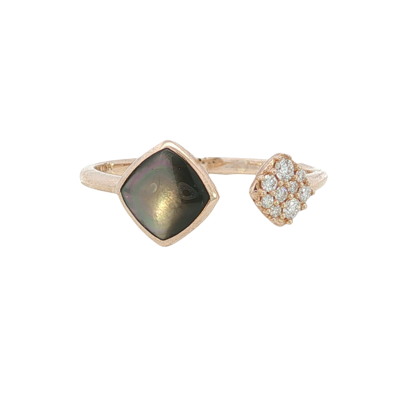 Kabana Kabana 14 Karat Rose Gold Black Mother of Pearl and Diamond Ring