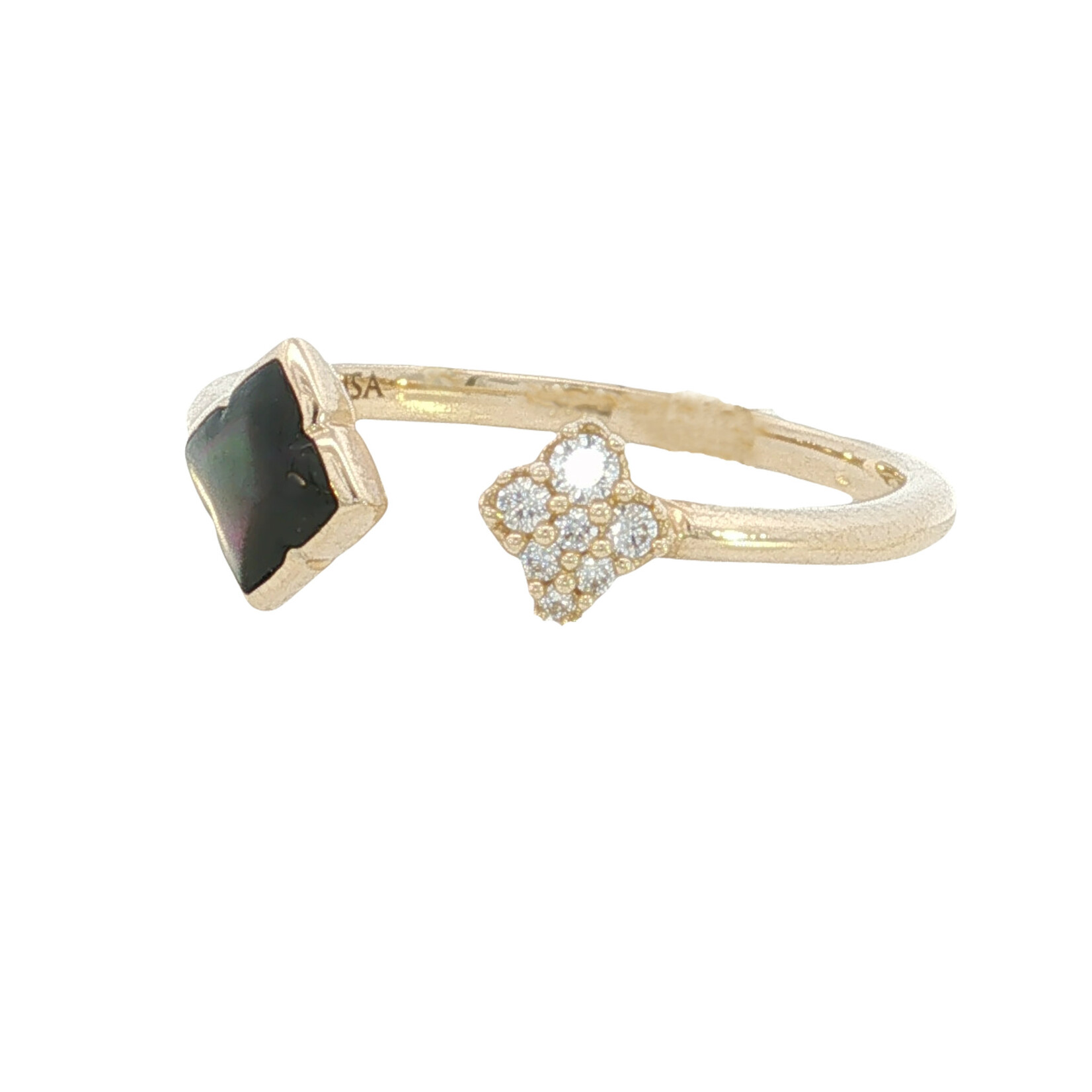 Kabana Kabana 14 Karat Yellow Gold Black Mother of Pearl and Diamond Ring