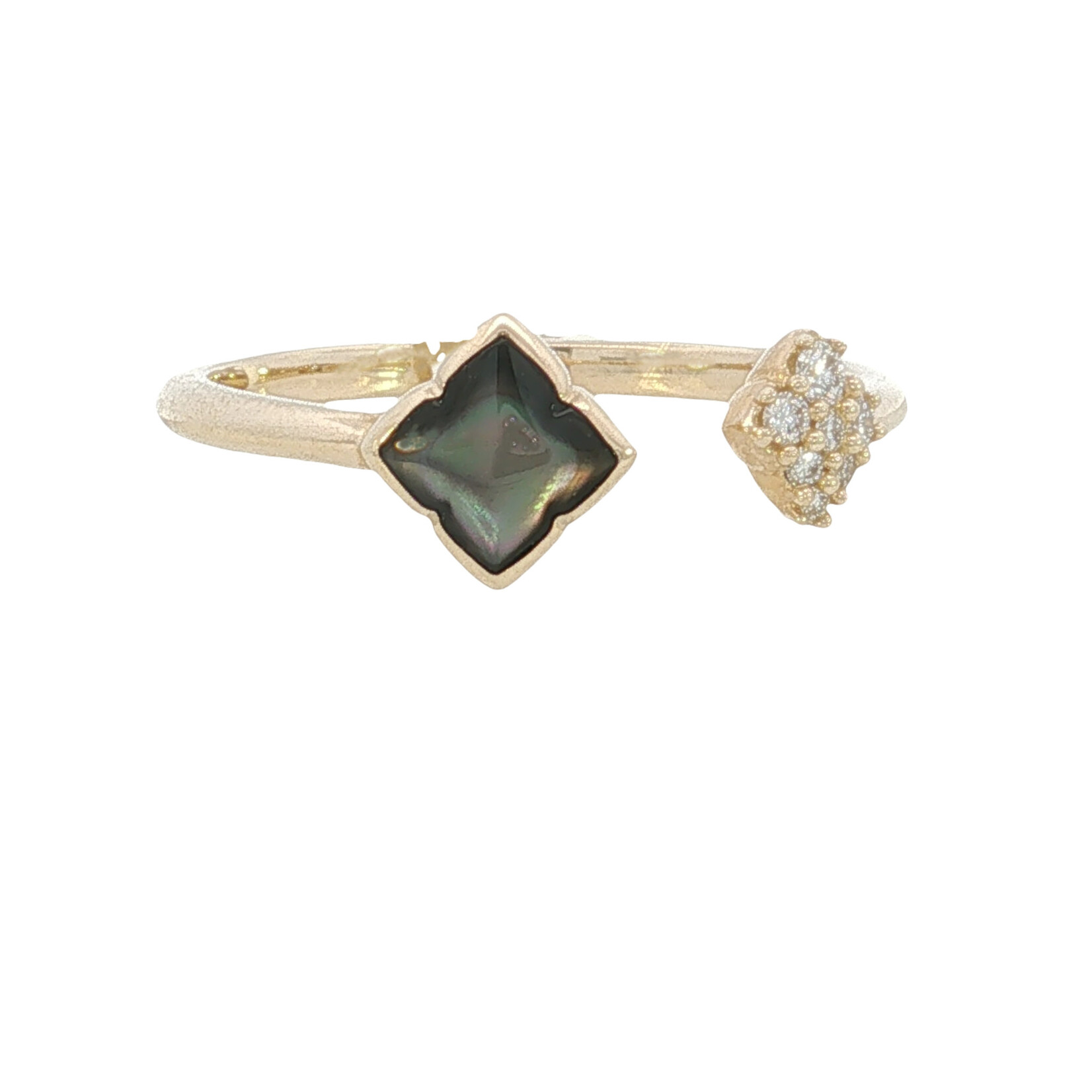 Kabana Kabana 14 Karat Yellow Gold Black Mother of Pearl and Diamond Ring