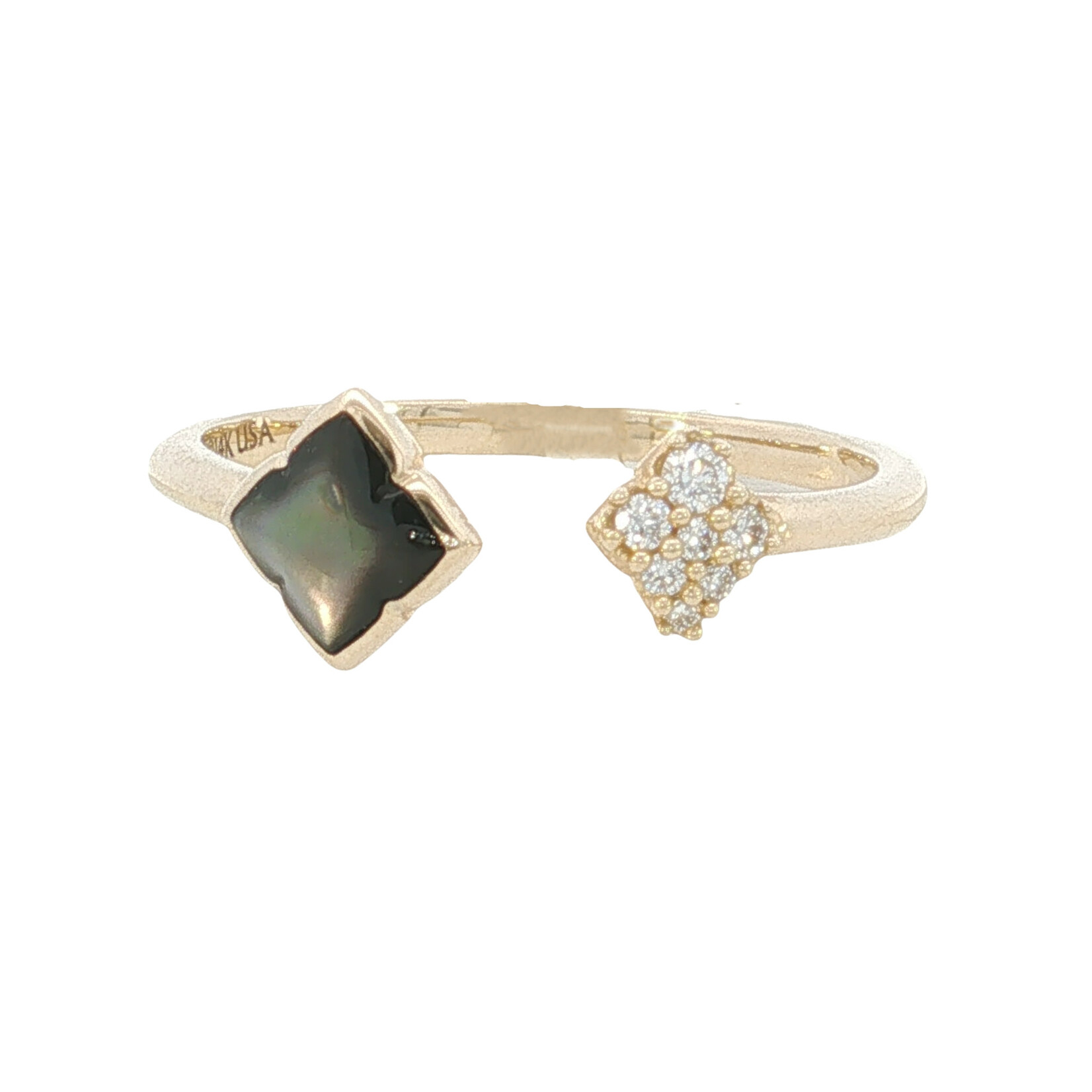 Kabana Kabana 14 Karat Yellow Gold Black Mother of Pearl and Diamond Ring