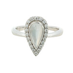 Kabana 14 Karat White Gold White Mother of Pearl and Diamond Ring